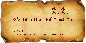 Kühtreiber Kálmán névjegykártya